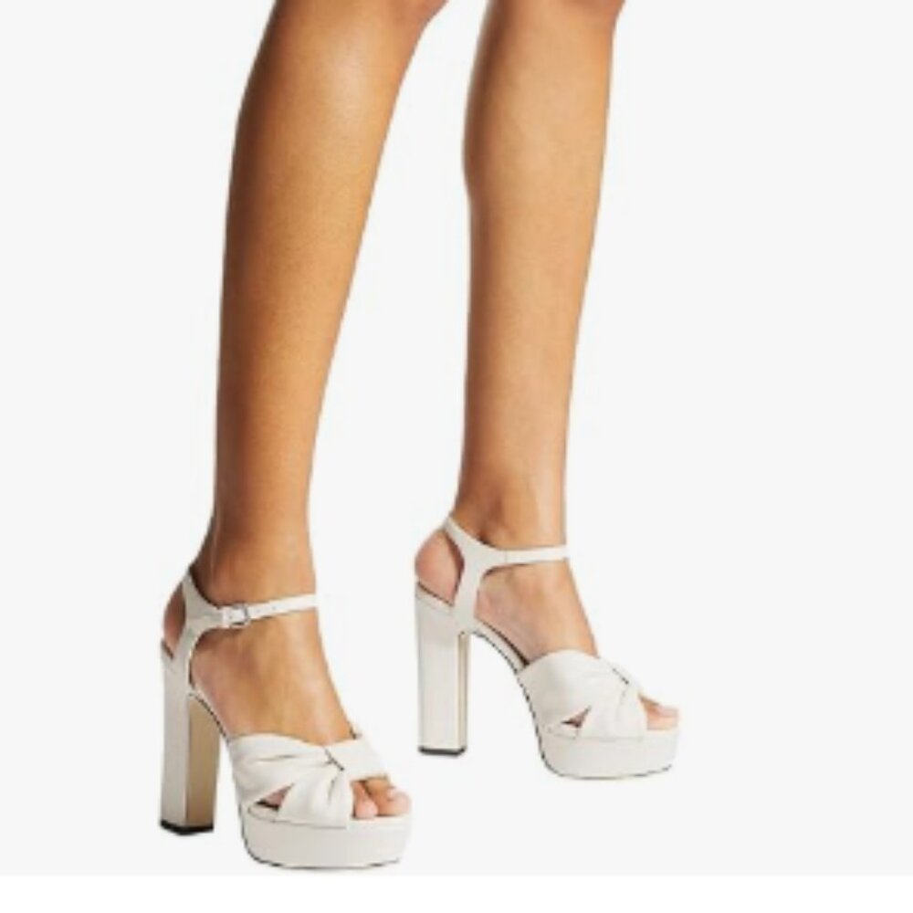 XYD White Platform Chunky High Heel Sandals Peep Toe Ankle Strap Party Shoes